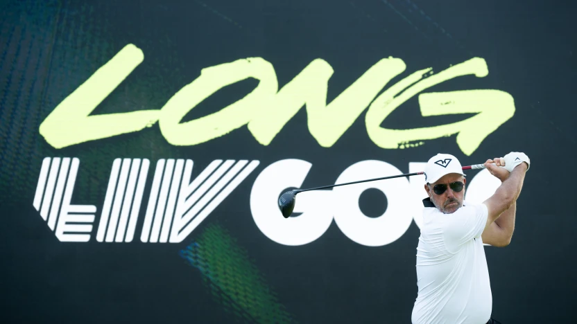 Captain Phil Mickelson of HyFlyers GC hits his shot on the driving range during the practice round before the start of LIV Golf Singapore at Sentosa Golf Club on Wednesday, March 12, 2025 in Sentosa, Singapore. (Photo by Charles Laberge/LIV Golf)