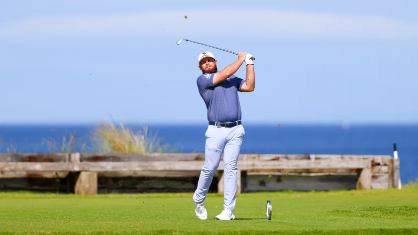Tyrrell Hatton of Legion XIII hits his shot from the sixth tee during the third round of The Open Championship at Royal Portrush Golf Club on Saturday, July 19, 2025 in Portrush, Northern Ireland. (Photo by Chris Trotman/LIV Golf)