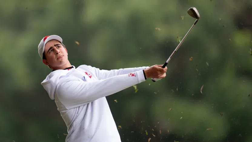 Luis Masaveu of Fireballs GC hits his shot from the fairway on the 15th hole during the first round of LIV Golf Hong Kong at Hong Kong Golf Club Fanling on Friday, March 07, 2025 in Fanling, Hong Kong. (Photo by Mateo Villalba/LIV Golf)