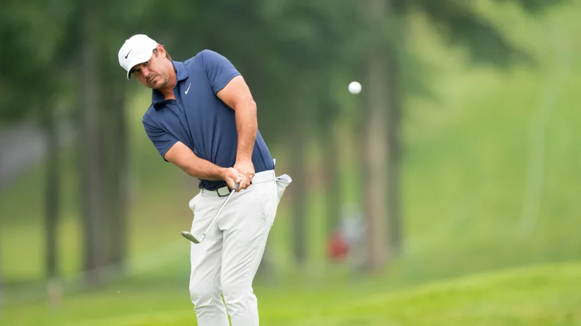 Captain Brooks Koepka of Smash GC chips onto the eighth green during the final round of LIV Golf Virginia at Robert Trent Jones Golf Club on Sunday, June 08, 2025 in Gainesville, Virginia. (Photo by Pedro Salado/LIV Golf)