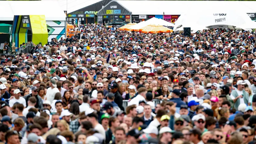 An overall view of the crowd is seen at the concert after the second round of LIV Golf Adelaide at the Grange Golf Club on Saturday, April 27, 2024 in Adelaide, Australia. (Photo by Montana Pritchard/LIV Golf)