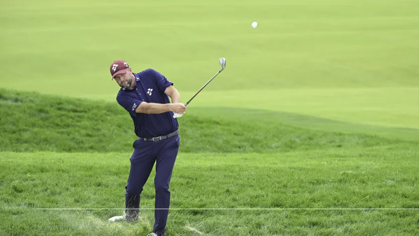 Marc Leishman of Ripper GC hits his shot from the ninth fairway during the second round of the US Open at Oakmont Country Club on Friday, June 13, 2025 in Oakmont, Pennsylvania. (Photo by Charles Laberge/LIV Golf)
