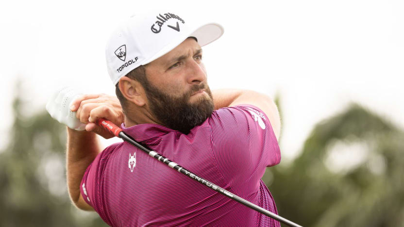 On the green! 461-yard drive from Jon Rahm