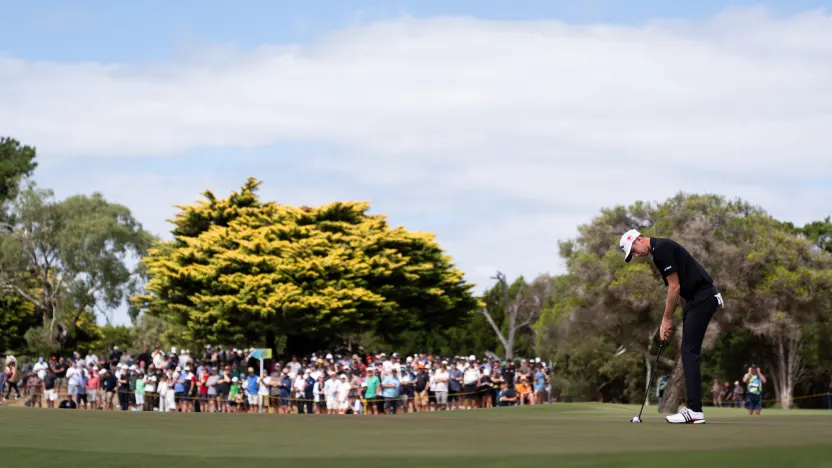 Tom McKibbin of Legion XIII putts on the third green during the final round of LIV Golf Adelaide at Grange Golf Club on Sunday, February 16, 2025 in Adelaide, Australia. (Photo by Pedro Salado/LIV Golf)