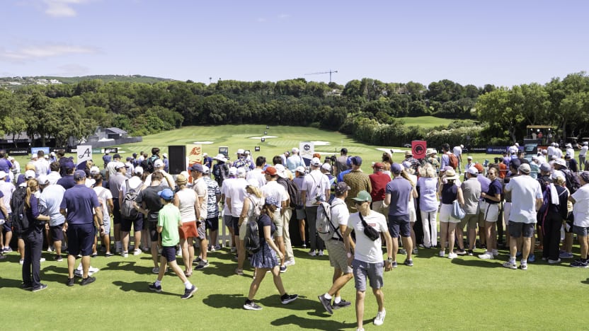 Fans seen on the driving range during the first round of LIV Golf Andalucía at Real Club Valderrama on Friday, July 11, 2025 in San Roque, Spain. (Photo by Pedro Salado/LIV Golf)