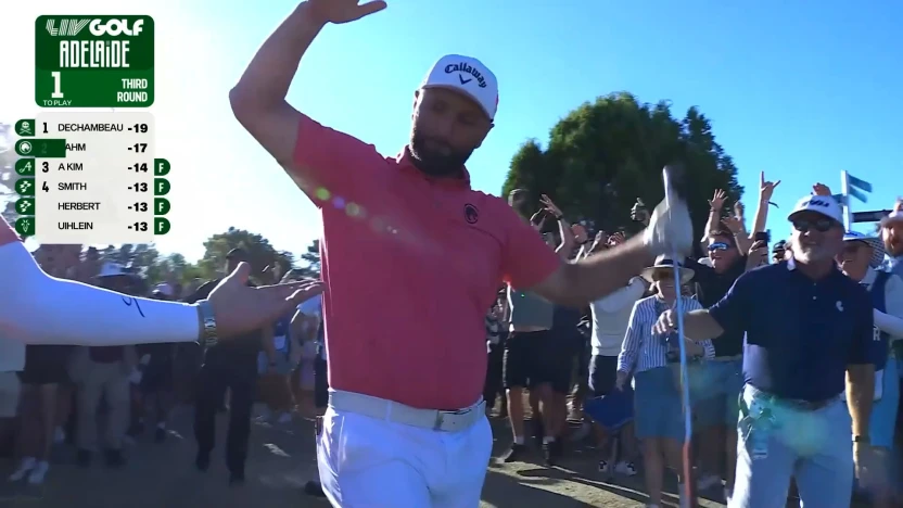 Jon Rahm holes out for eagle on 18
