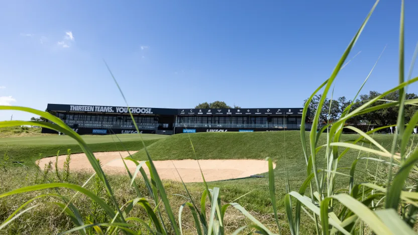 The 18th green is seen during the practice round before the start of LIV Golf Dallas at Maridoe Golf Club on Tuesday, June 24, 2025 in Carrollton, Texas. (Photo by Chris Trotman/LIV Golf)