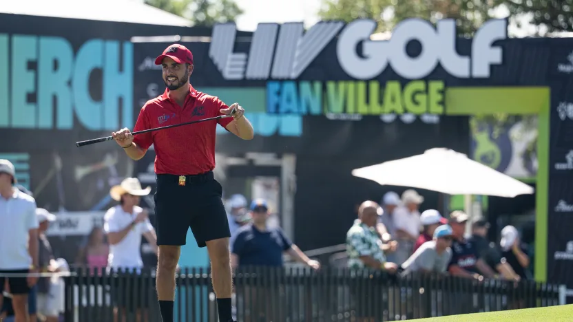 Abraham Ancer of Fireballs GC is seen on the practice putting green during the first round of LIV Golf Dallas at Maridoe Golf Club on Friday, June 27, 2025 in Carrollton, Texas. (Photo by LIV Golf)
