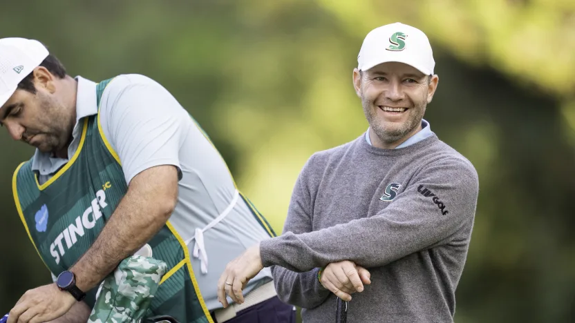 Branden Grace of Stinger GC on the third hole during the first round of LIV Golf Andalucía at Real Club Valderrama on Saturday, July 12, 2025 in San Roque, Spain. (Photo by Mateo Villalba/LIV Golf)
