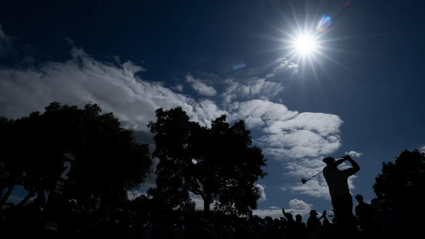 Captain Bryson DeChambeau of Crushers GC hits his shot from the second tee during the second round of LIV Golf Andalucía at Real Club Valderrama on Saturday, July 12, 2025 in San Roque, Spain. (Photo by Charles Laberge/LIV Golf)