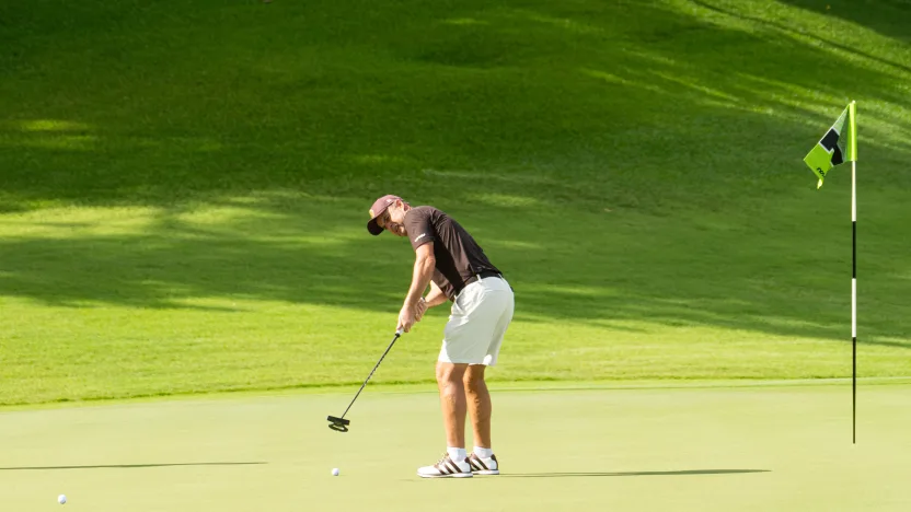 Richard Bland of Cleeks GC putts during the practice round before the start of LIV Golf Singapore at Sentosa Golf Club on Tuesday, March 11, 2025 in Sentosa, Singapore. (Photo by Mike Stobe/LIV Golf)