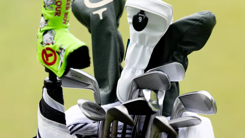 Frederik Kjettrup of Cleeks GC golf bag is seen during the practice round before the start of LIV Golf Indianapolis at The Club at Chatham Hills on Tuesday, August 12, 2025 in Westfield, Indiana. (Photo by Scott Taetsch/LIV Golf)