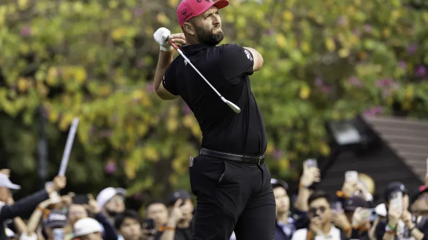 Captain Jon Rahm of Legion XIII hits his shot from the 17th tee during the final round of LIV Golf Hong Kong at Hong Kong Golf Club Fanling on Sunday, March 09, 2025 in Fanling, Hong Kong. (Photo by Chris Trotman/LIV Golf)