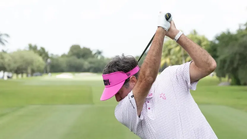 Captain Bubba Watson of RangeGoats GC hits his shot during The Duels before the start of LIV Golf Miami at Trump National Doral on Thursday, April 03, 2025 in Miami, Florida. (Photo by Jon Ferrey/LIV Golf)