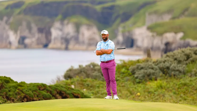 Captain Jon Rahm of Legion XIII waits on the fifth green during the third round of The Open Championship at Royal Portrush Golf Club on Saturday, July 19, 2025 in Portrush, Northern Ireland. (Photo by Chris Trotman/LIV Golf)