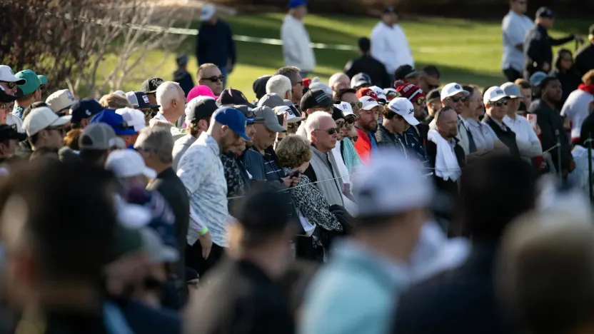 Spectators are seen during the Showdown at the Shadow Creek Golf Course on Tuesday, Dec. 17, 2024 in Las Vegas, Nevada. (Photo by Montana Pritchard/LIV Golf)