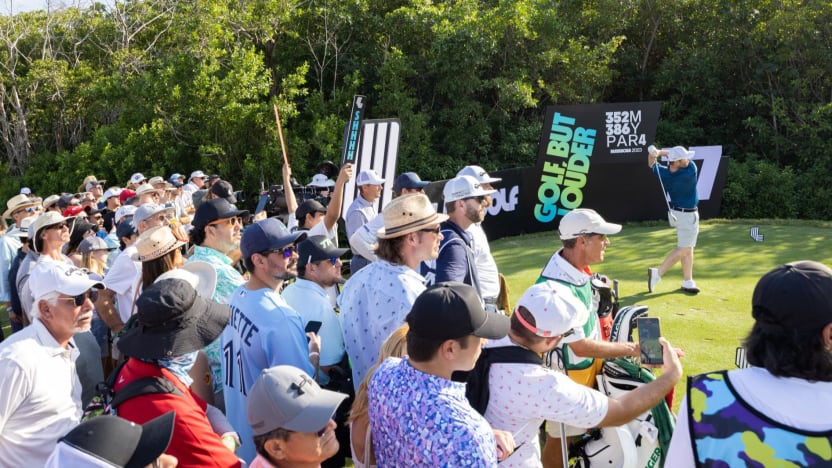 Branden Grace tees off in front of fans in Mayakoba mobile