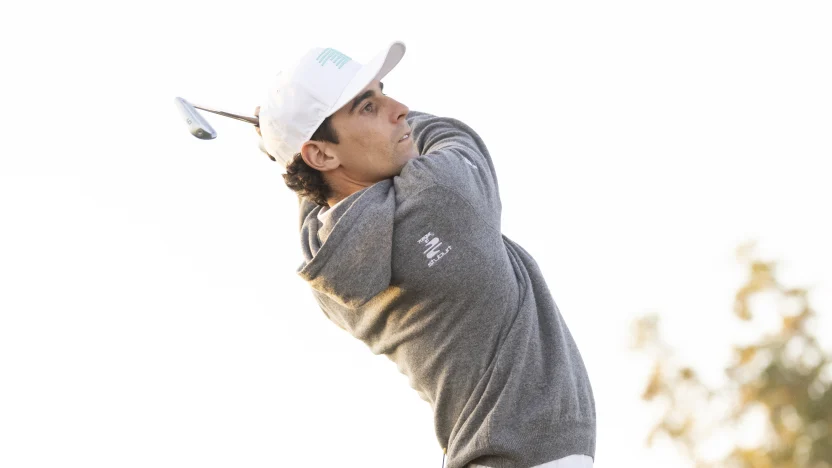 image: Captain Joaquín Niemann of Torque GC hits his shot before the start of LIV Golf Riyadh at Riyadh Golf Club on Monday, Feb. 03, 2025 in Riyadh, Saudi Arabia. (Photo by Chris Trotman/LIV Golf)