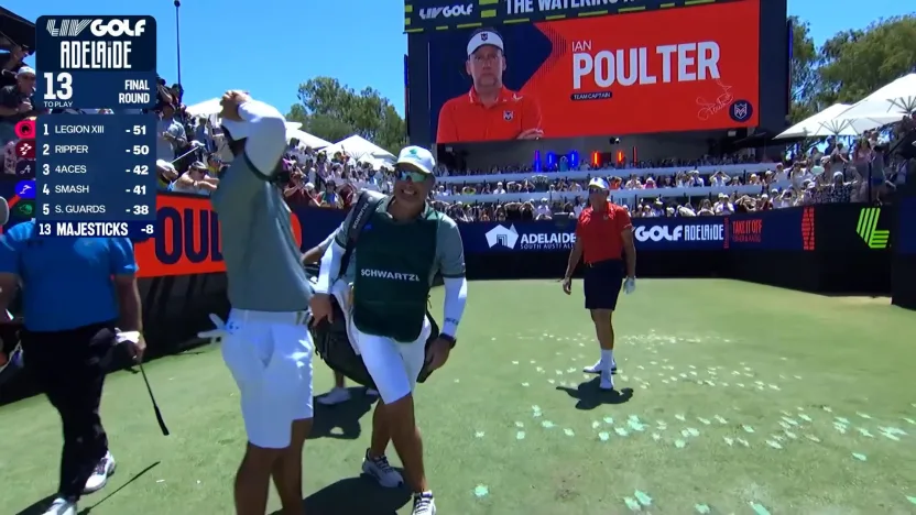 Watch: Ian Poulter nearly aces the watering hole!