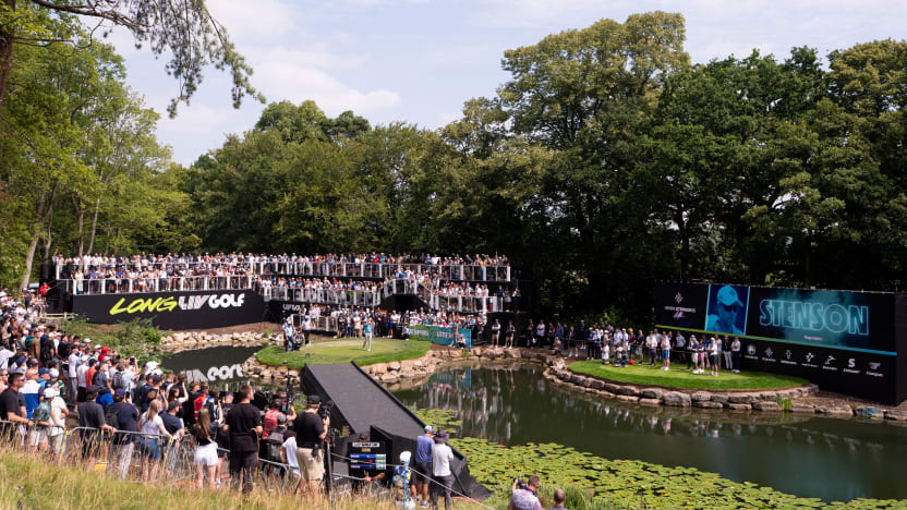 Co-Captain Henrik Stenson of Majesticks GC hits his shot from the first tee during the first round of LIV Golf United Kingdom at JCB Golf & Country Club on Friday, July 25, 2025 in Rocester, England. (Photo by Pedro Salado/LIV Golf)