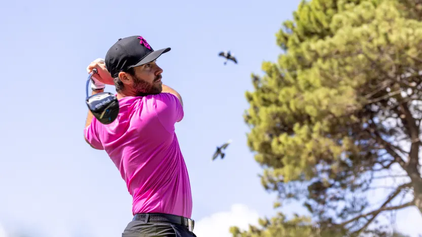 Matthew Wolff of RangeGoats GC hits his shot from the 11th tee during the second round of LIV Golf Adelaide at Grange Golf Club on Saturday, February 15, 2025 in Adelaide, Australia. (Photo by LIV Golf)