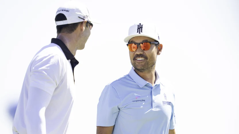 Danny Lee of Iron Heads GC and Cameron Tringale of HyFlyers GC seen on the driving range during the final round of LIV Golf Dallas at Maridoe Golf Club on Sunday, June 29, 2025 in Carrollton, Texas. (Photo by Mateo Villalba/LIV Golf)