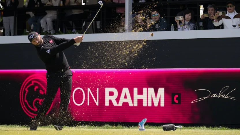 Captain Jon Rahm of Legion XIII hits his shot from the eighth tee during the final round of LIV Golf Korea at Jack Nicklaus Golf Club on Sunday, May 04, 2025 in Incheon, South Korea. (Photo by Matthew Harris/LIV Golf)