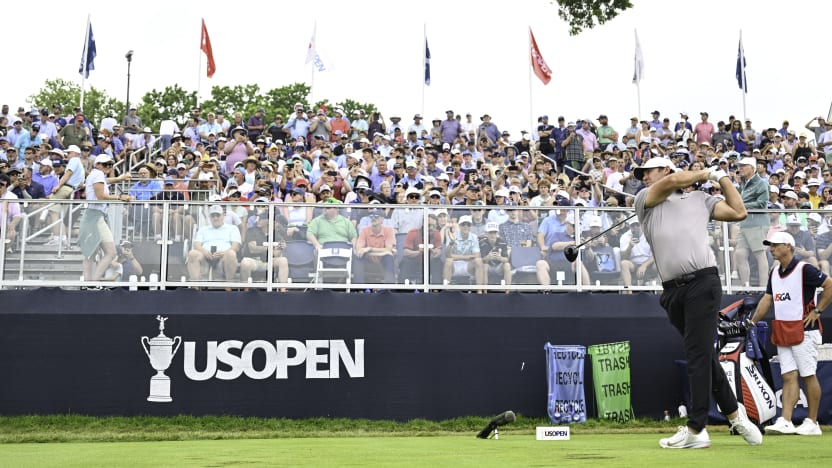 Captain Brooks Koepka of Smash GC hits his shot from the 10th tee during the final round of the US Open at Oakmont Country Club on Sunday, June 15, 2025 in Oakmont, Pennsylvania. (Photo by Charles Laberge/LIV Golf)