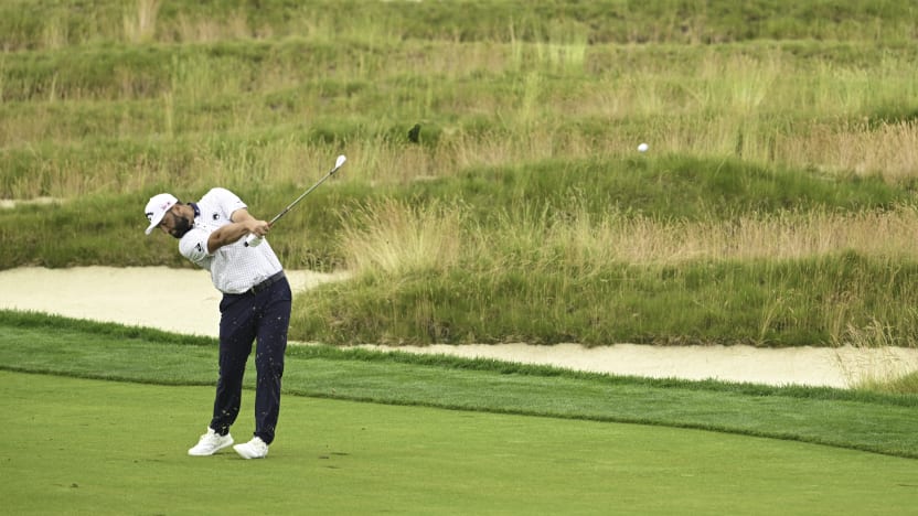Captain Jon Rahm of Legion XIII hits his shot from the third fairway during the final round of the US Open at Oakmont Country Club on Sunday, June 15, 2025 in Oakmont, Pennsylvania. (Photo by Charles Laberge/LIV Golf)