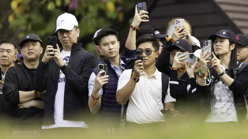 Fans seen on the 16th tee during the final round of LIV Golf Hong Kong at Hong Kong Golf Club Fanling on Sunday, March 09, 2025 in Fanling, Hong Kong. (Photo by Chris Trotman/LIV Golf)