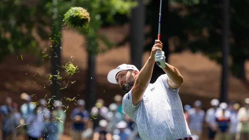 Captain Jon Rahm of Legion XIII hits his shot on the second hole during the third round of the 2025 PGA Championship at Quail Hollow Club on Saturday, May 17, 2025 in Charlotte, North Carolina. (Photo by Jon Ferrey/LIV Golf)