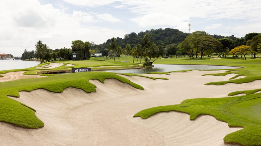 An overview of the 14th hole during the practice round before the start of LIV Golf Singapore at Sentosa Golf Club on Tuesday, March 11, 2025 in Sentosa, Singapore. (Photo by Chris Trotman/LIV Golf)