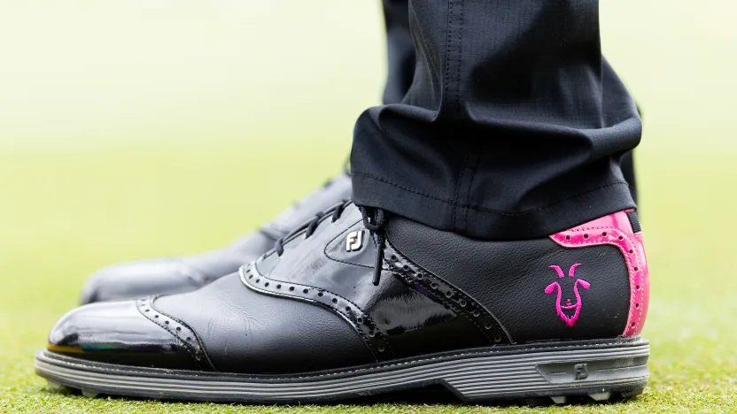 A detailed view of Captain Bubba Watson of RangeGoats GC shoes during the practice round before the start of LIV Golf Hong Kong at Hong Kong Golf Club Fanling on Tuesday, March 04, 2025 in Fanling, Hong Kong. (Photo by Chris Trotman/LIV Golf)