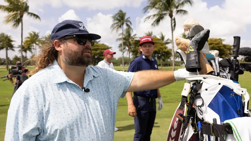 Content creator and player, Fat Perez during The Duels before the start of LIV Golf Miami at Trump National Doral on Thursday, April 03, 2025 in Miami, Florida. (Photo by LIV Golf)