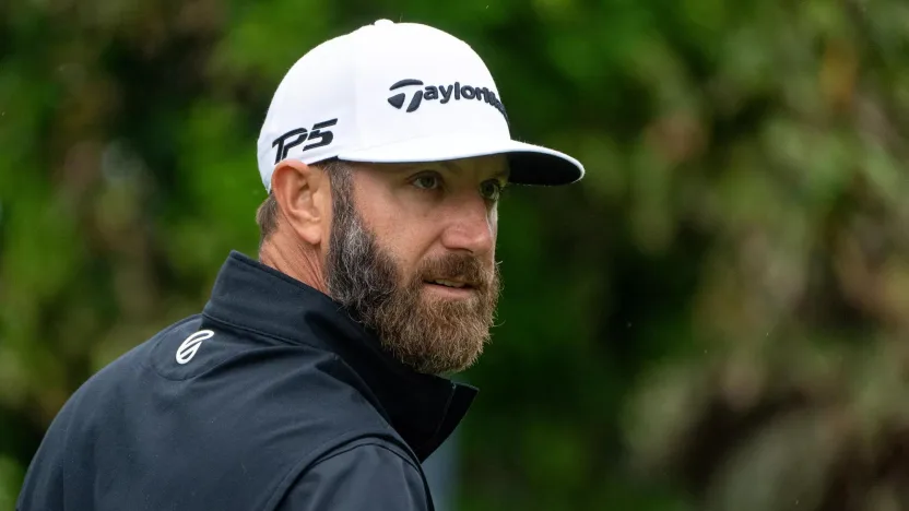 Captain Dustin Johnson of 4Aces GC looks on from the 15th green during the final round of LIV Golf Hong Kong at the Hong Kong Golf Club Fanling on Sunday, March 10, 2024 in Fanling, Hong Kong. (Photo by Mike Stobe/LIV Golf)
