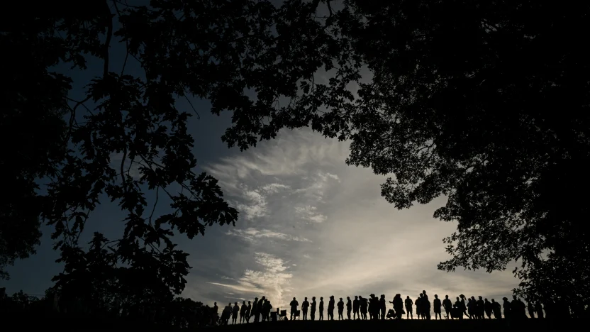 A general view of fans during the morning foursomes of the Ryder Cup at Bethpage Black Golf Course on Saturday, September 27, 2025 in Farmingdale, New York. (Photo by Charles Laberge/LIV Golf)