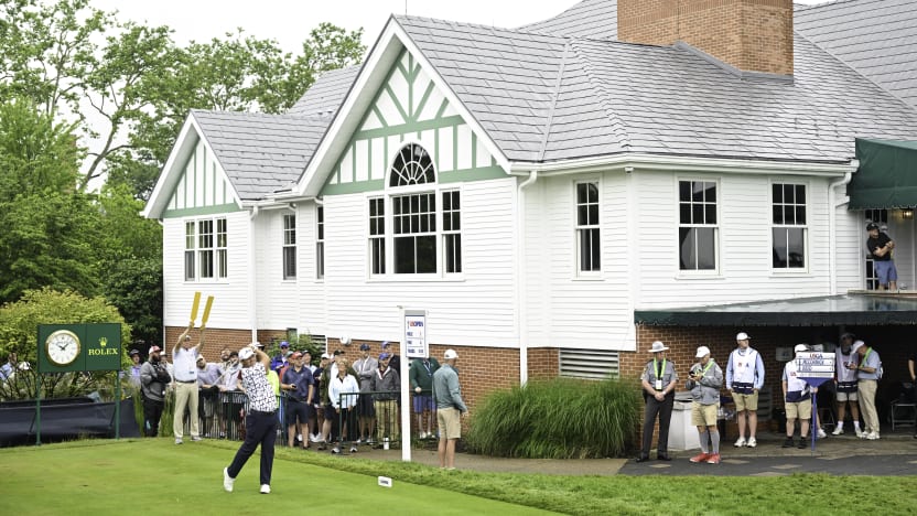 Patrick Reed of 4Aces GC hits his shot from the first tee during the third round of the US Open at Oakmont Country Club on Saturday, June 14, 2025 in Oakmont, Pennsylvania. (Photo by Charles Laberge/LIV Golf)