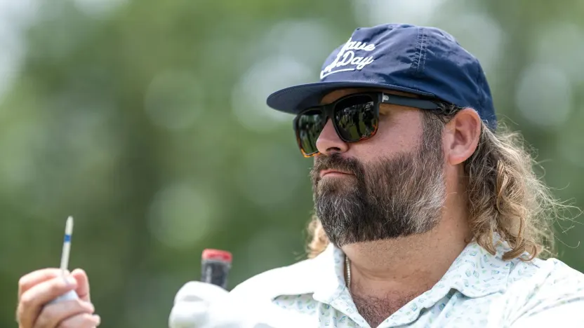 Content creator, Fat Perez is seen on the driving range  during the Duels Virginia before the start of LIV Golf Virginia at Robert Trent Jones Golf Club on Tuesday, June 03, 2025 in Gainesville, Virginia. (Photo by Charles Laberge/LIV Golf)