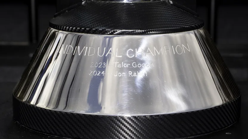 First place individual championship trophy seen on the first tee during the second round of LIV Golf Indianapolis at The Club at Chatham Hills on Saturday, August 16, 2025 in Westfield, Indiana. (Photo by Pedro Salado/LIV Golf)
