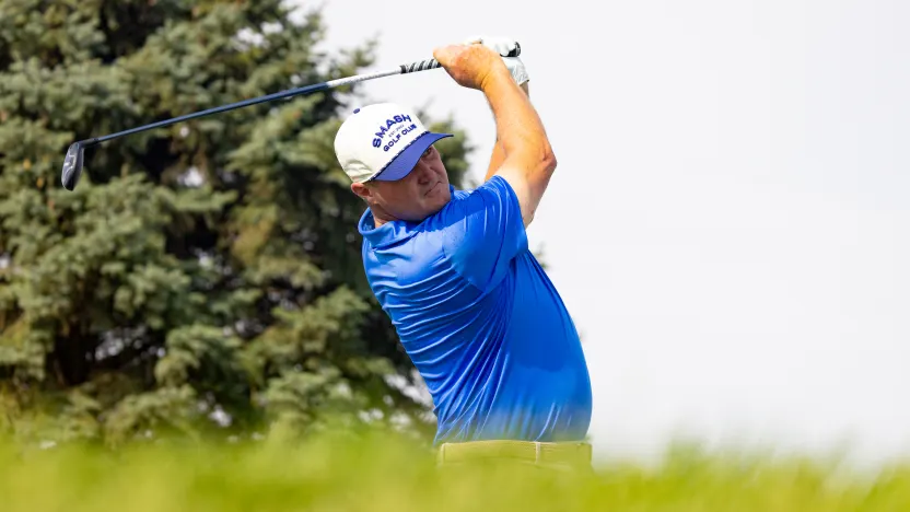 Jason Kokrak of Smash GC hits his shot from the ninth tee during the final round of LIV Golf Chicago at Bolingbrook Golf Club on Sunday, August 10, 2025 in Bolingbrook, Illinois. (Photo by LIV Golf)