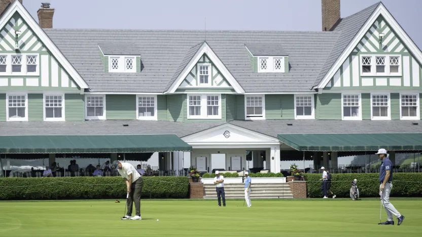 Richard Bland of Cleeks GC makes his putt on the ninth green during the first round of the US Open at Oakmont Country Club on Thursday, June 12, 2025 in Oakmont, Pennsylvania. (Photo by Charles Laberge/LIV Golf)