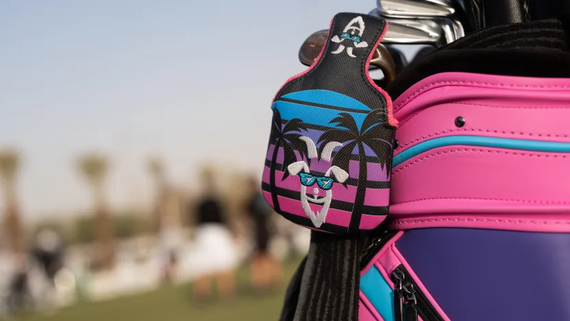 image: A detail view of a Ripper GC golf bag during the final round of LIV Golf Riyadh at Riyadh Golf Club on Saturday, February 08, 2025 in Riyadh, Saudi Arabia. (Photo by Mateo Villalba/LIV Golf)