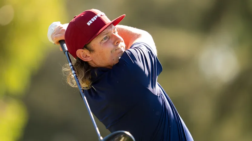 Captain Cameron Smith of Ripper GC hits his shot from the second tee during the practice round before the start of LIV Golf Adelaide at Grange Golf Club on Tuesday, February 11, 2025 in Adelaide, Australia. (Photo by Mateo Villalba/LIV Golf)