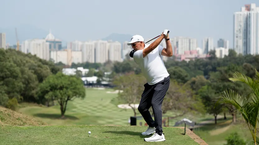 Captain Phil Mickelson of HyFlyers GC hits his shot from the third tee during the second round of LIV Golf Hong Kong at Hong Kong Golf Club Fanling on Saturday, March 08, 2025 in Fanling, Hong Kong. (Photo by Mateo Villalba/LIV Golf)