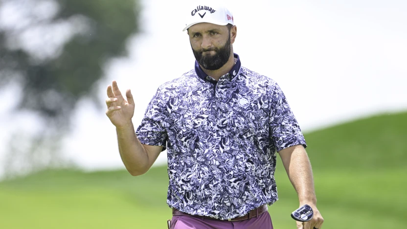 Captain Jon Rahm of Legion XIII reacts to his putt on the first green during the third round of the US Open at Oakmont Country Club on Saturday, June 14, 2025 in Oakmont, Pennsylvania. (Photo by Charles Laberge/LIV Golf)