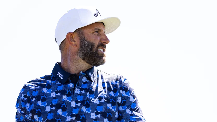 Captain Dustin Johnson of 4Aces GC hits his shot from the 15th tee during the practice round before the start of LIV Golf Dallas at Maridoe Golf Club on Tuesday, June 24, 2025 in Carrollton, Texas. (Photo by Chris Trotman/LIV Golf)