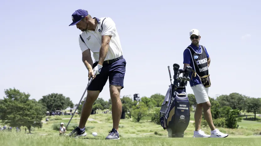 Captain Bryson DeChambeau of Crushers GC hits his shot from the 17th fairway during the second round of LIV Golf Dallas at Maridoe Golf Club on Saturday, June 28, 2025 in Carrollton, Texas. (Photo by LIV Golf)