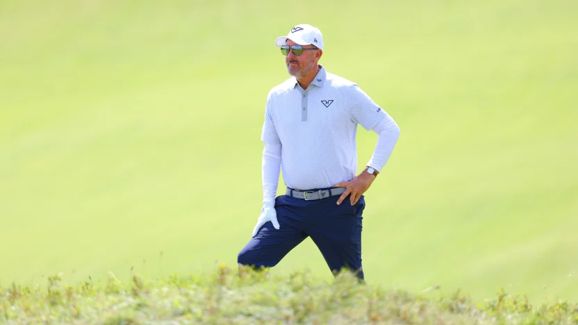 Captain Phil Mickelson of HyFlyers GC waits on the fifth green during the second round of The Open Championship at Royal Portrush Golf Club on Friday, July 18, 2025 in Portrush, Northern Ireland. (Photo by Chris Trotman/LIV Golf)