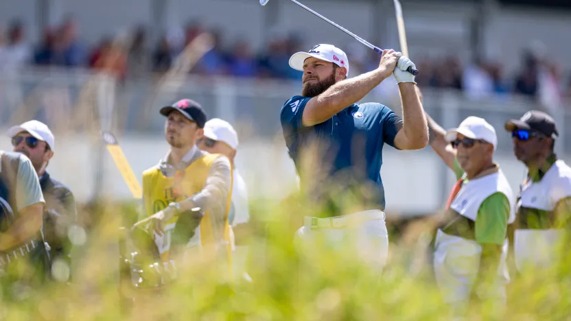 Tyrrell Hatton of Legion XIII hits his shot from the third tee during the final round of The Open Championship at Royal Portrush Golf Club on Sunday, July 20, 2025 in Portrush, Northern Ireland. (Photo by LIV Golf)