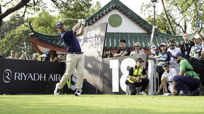 Paul Casey of Crushers GC hits his shot from the 18th tee during the final round of LIV Golf Hong Kong at Hong Kong Golf Club Fanling on Sunday, March 09, 2025 in Fanling, Hong Kong. (Photo by Charles Laberge/LIV Golf)